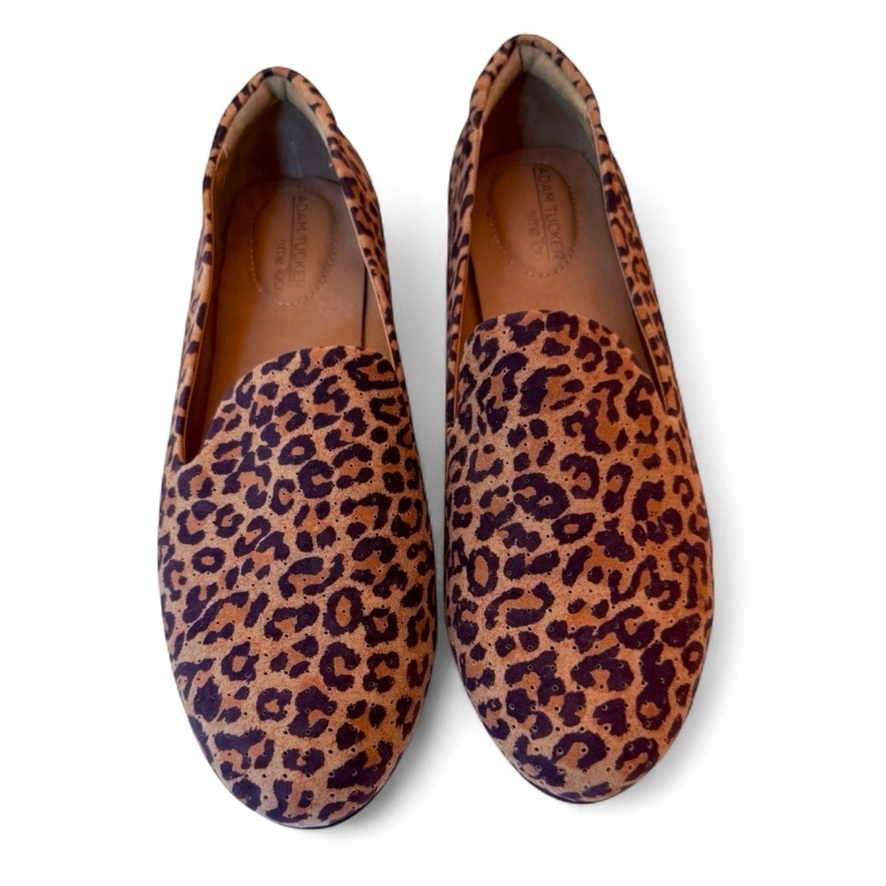 Adam Tucker Me Too Perforated Leather Leopard Print Cushioned Slip On Size 11 - Picture 2 of 10